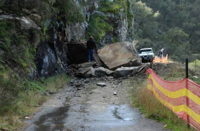 FLASHBACK: A landslide at Monaghan’s Bluff on the iconic Bridle Track closed the road in 2010, but Bathurst Regional Council is no closer to finding a solution so it can reopen. 	092910bridle track