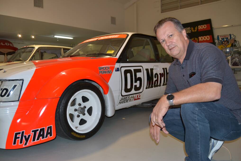 ROAD TRIP: Peter Brock fan Frank Marin drove to Bathurst from Wagga Wagga yesterday just to visit the National Motor Racing Museum which is home to the VK Commodore driven to victory in the Great Race in 1984. Photo: BRIAN WOOD	 051616brock2
