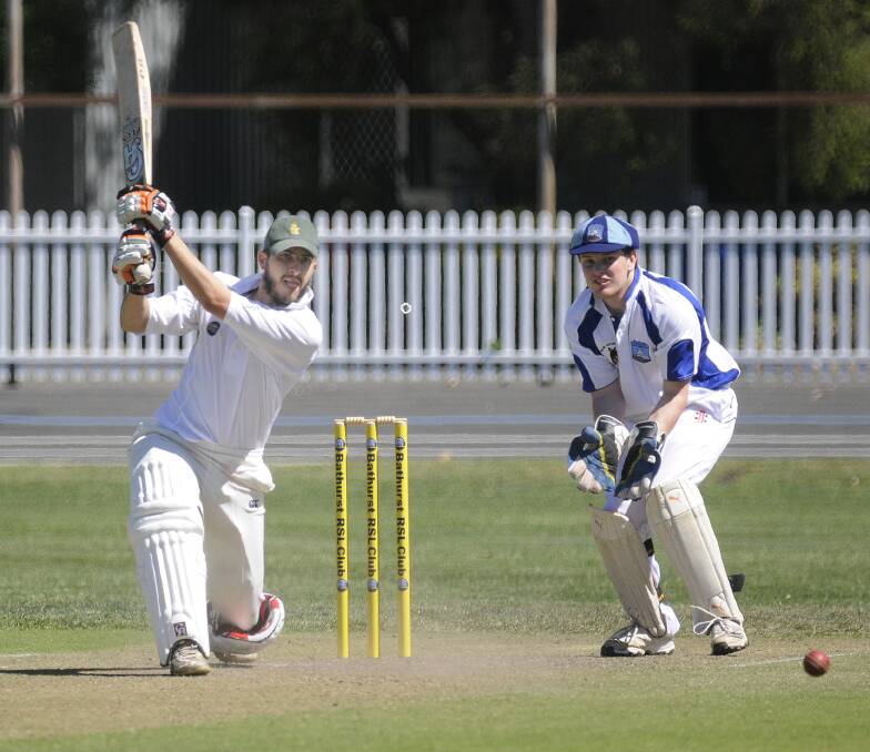 FEELIN’ HOT: Jameel Qureshi hit an important century for Bathurst on Sunday as they finally managed to beat Parkes. Photo: CHRIS SEABROOK	 110214crkt2