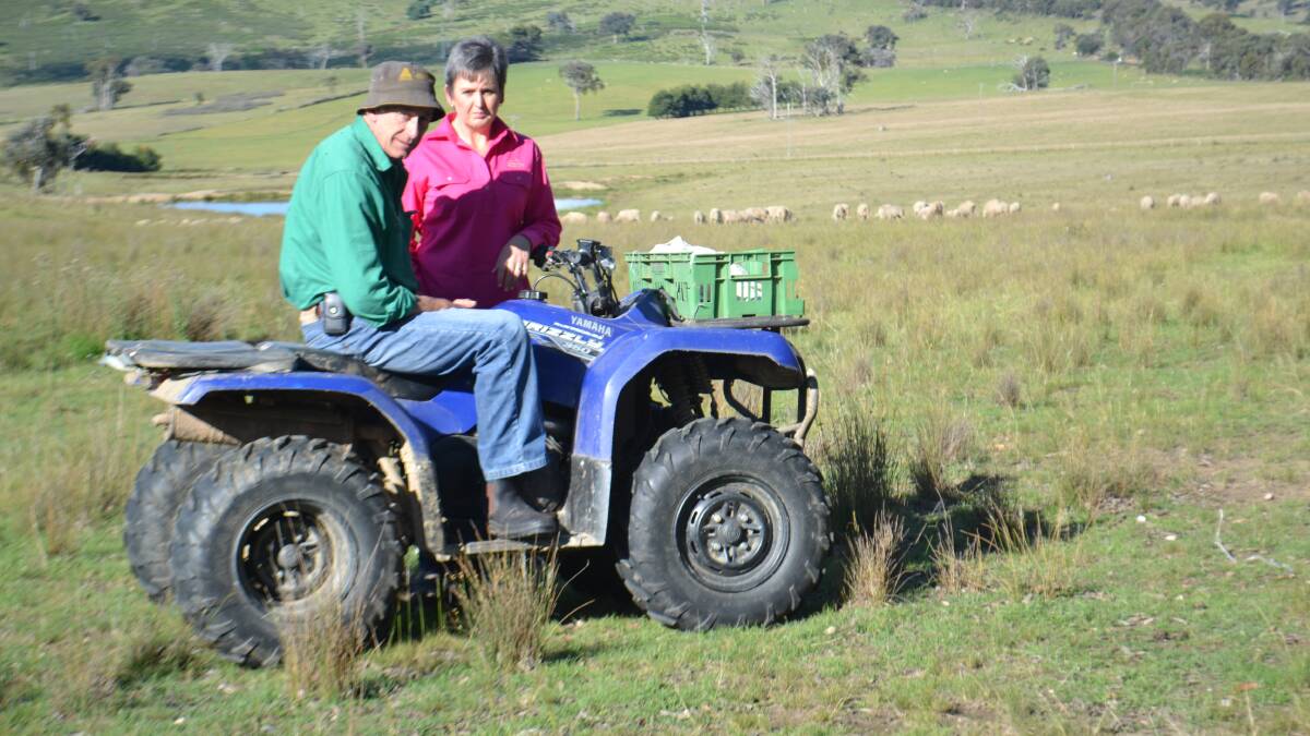 NO NUKES: Pomanara Merino Stud owners Robyn and Geoff Rayner are worried about the potential establishment of a nuclear waste dump on a neighbouring property at Sallys Flat. Photo: BRIAN WOOD	 111615rayners