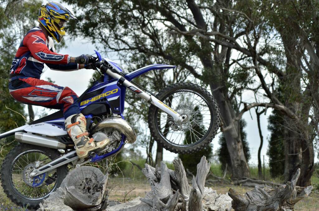 EXTREME: Bathurst rider Broc Grabham has impressed so much this year he was offered a contract by manufacturer Sherco and scored an invite to this weekend’s Head2Head Endurocross. Photo: sherco.com.au 	DSC2697