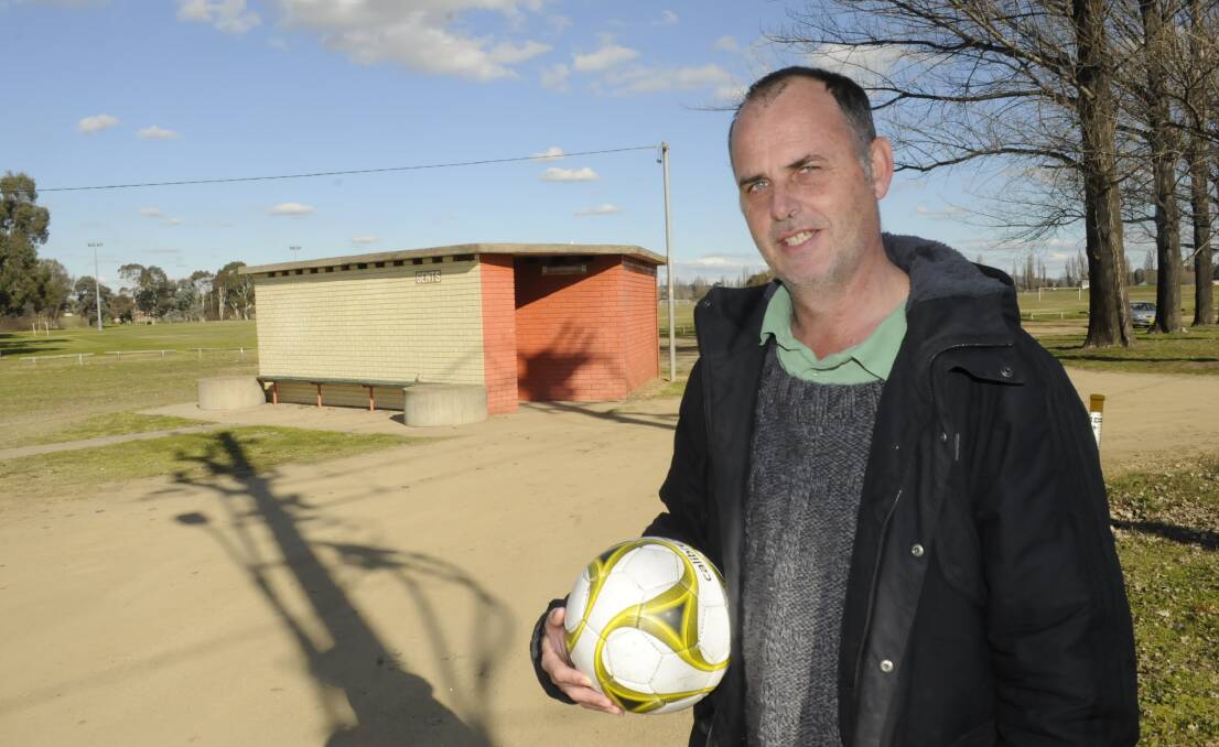 PADDOCK PUSH: Soccer coach Tony Thorpe wants to see the old amenities block at Police Paddock replaced. Photo: CHRIS SEABROOK	 070815cupgrade