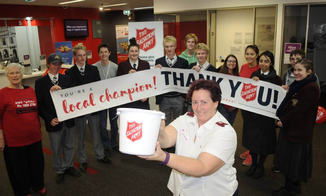 WHAT AN OPPORTUNITY: Salvation Army captain Lieutenant Penny Williams has big plans to get the Bathurst community and businesses more involved in next year’s Red Shield Appeal. She is pictured with volunteer collectors from Sunday’s doorknock. Photo: CHRIS SEABROOK	052916csalvos1