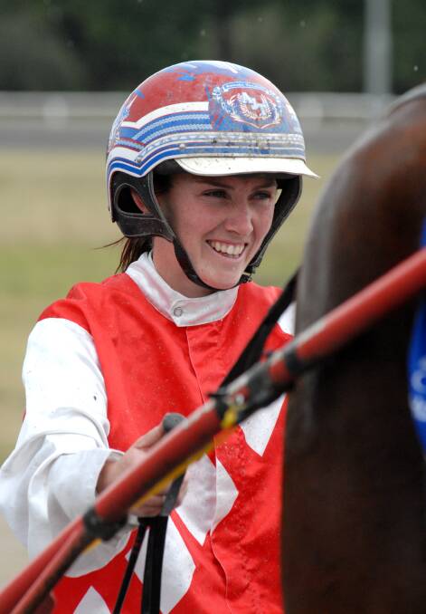 ALMOST: Amanda Turnbull drove Heza Thrill to a second place in Monday’s Goulburn Cup. Photo: ZENIO LAPKA 	011014ztrots3