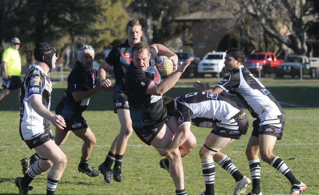 STAYING ALIVE: Brent Seager and his Panthers team-mates kept their semi-final hopes alive with a win over Cowra at Carrington Park on Sunday. Photo: CHRIS SEABROOK 	062815cpan1