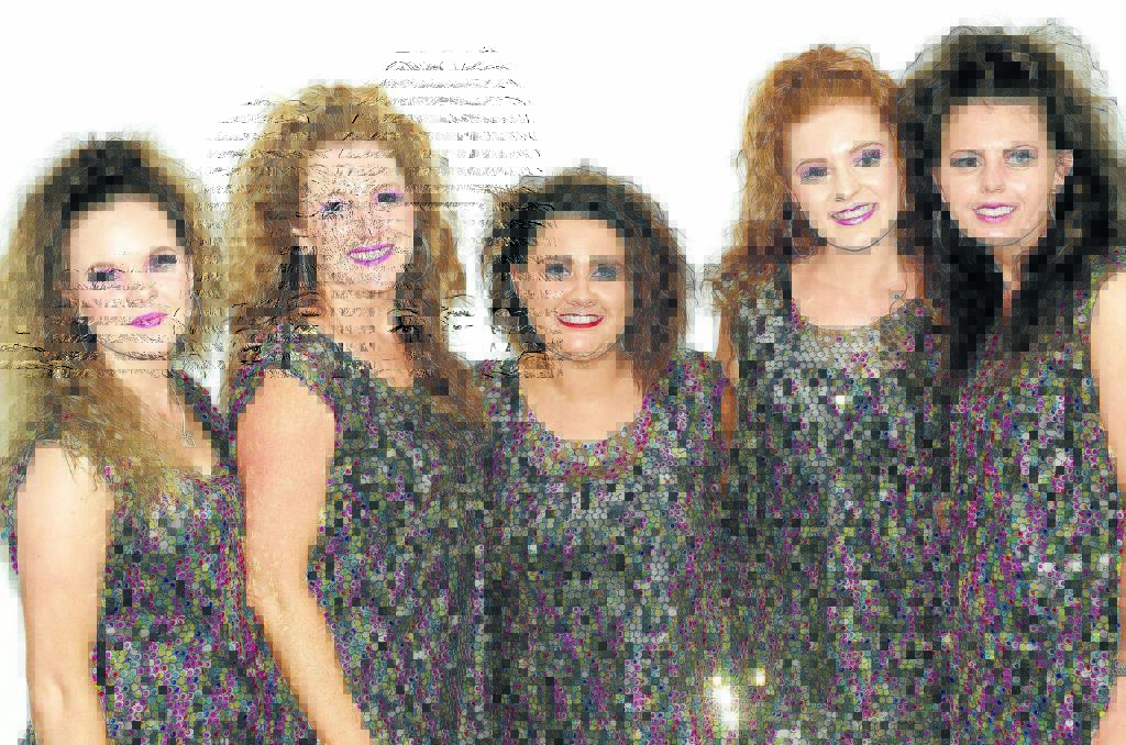 SUPERSTARS: Carly Ashcroft, Michelle Dunn, Caitlin Fuller, Danielle Myers and Suehelen O’Shea did a routine together at Friday night’s Stars of Bathurst dance for cancer. Photo: CLARE LEWIS 112015dance2