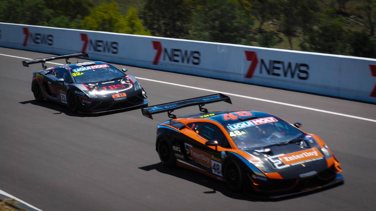 NO DAMAGE DONE: The Bathurst 12 Hour wasn’t adversely affected by the clash of dates with the V8 Supercar testing day at Eastern Creek. Photo: ZENIO LAPKA	 020615zlambos-1