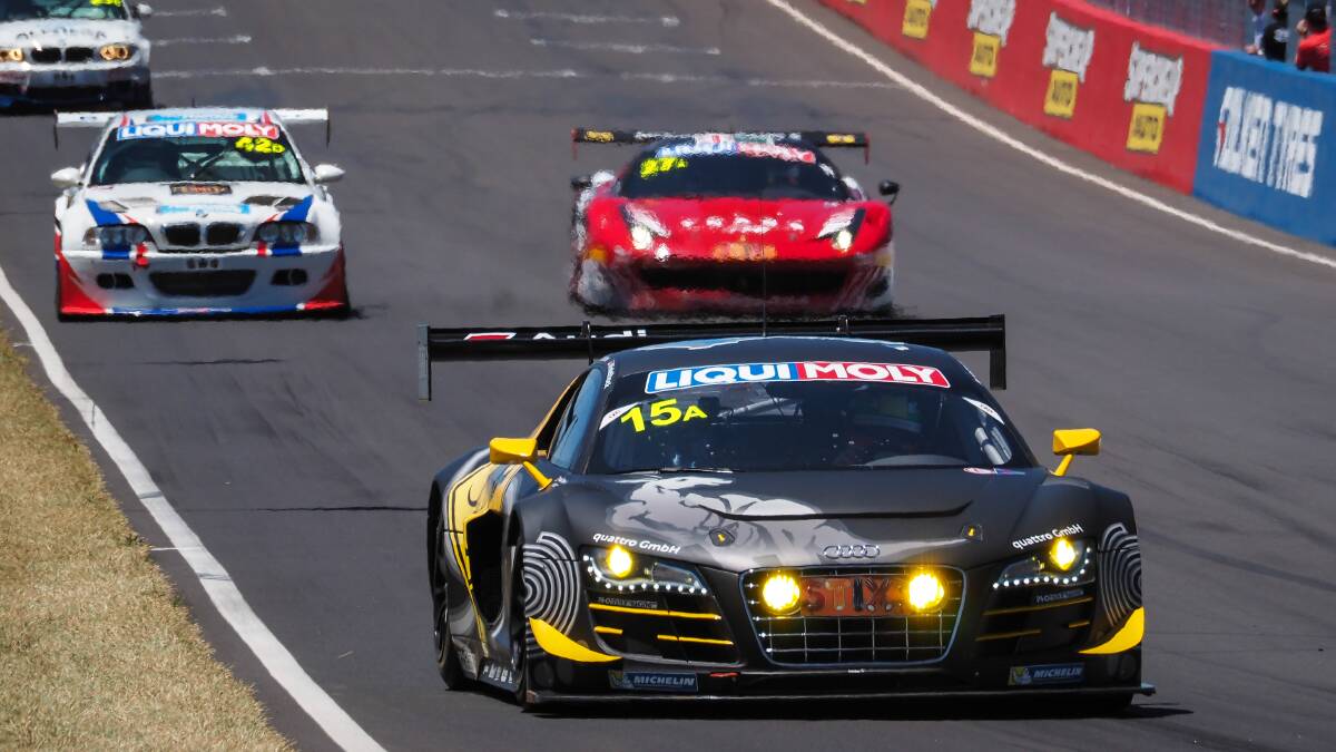 IN THE LEAD: The pole-sitting Phoenix Racing Audi driven by Marco Mapelli has maintained the lead.