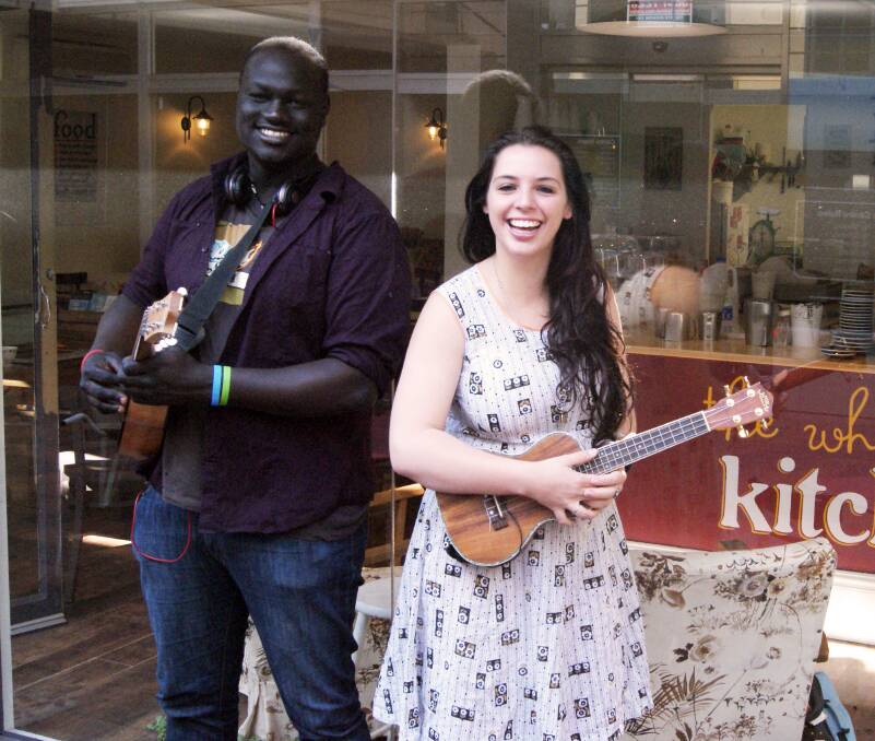 LOCAL PERFORMERS: Lueth Ajak with another local artist, Sophie Jones, at the Inland Sea of Sound. 103114leuth