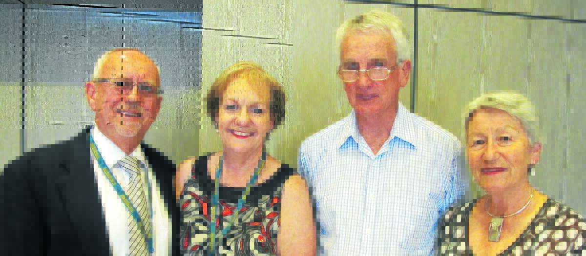 RECOGNITION: Dr John Sandra with his wife Dr Bernadette Droulers (also a GP in Bathurst) and Dr Jim Blackwood with his wife Julia at this weekend’s awards ceremony. Photo courtesy of the NSW Rural Doctors Network. DrSandra-DrBlackwood