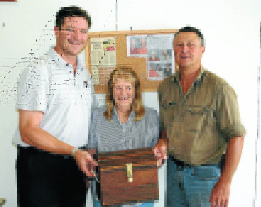 HELPING HAND: Committee members Aidan Keough, Fay Shaw and Kerwin Perry with the Muriel Stevens Memorial Community Chest. 021015chest