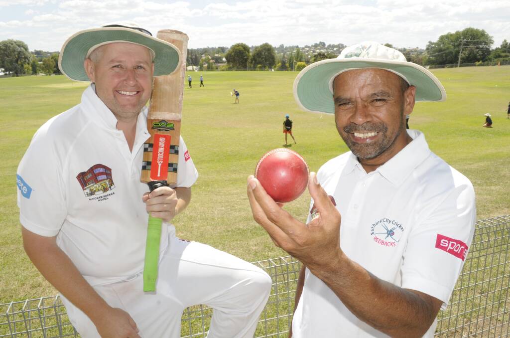 EXPERIENCE: Redbacks’ two most seasoned players were their two biggest contributors on the weekend, as captain Jay Cleary (left) made a vital 73 with the bat and Percy Raveneau took four wickets with the ball during their defeat of St Pat’s Old Boys. Photo: CHRIS SEABROOK 031515credbks