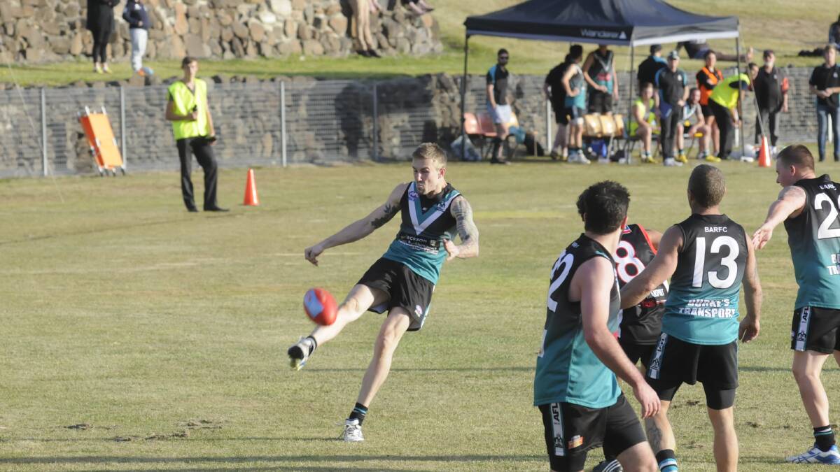 ROAD TRIP: Steve Grundy and his Bushrangers team-mates head to Dubbo tomorrow to take on the Demons in round six of the Central West AFL. Photo: CHRIS SEABROOK 051714cafl7