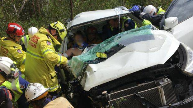 Emergency services had to cut the 17-year-old free from the vehicle. Photo: Supplied