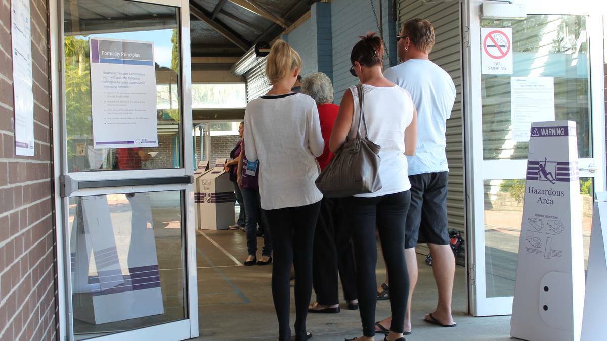 Voters waiting in line at West Busselton Primary.