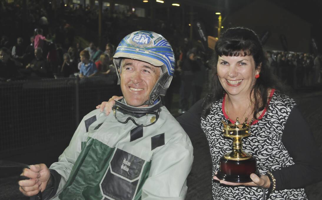 John & Narelle McCarthy, after he won the Bathurst Gold Crown Final with Artistic Flite.