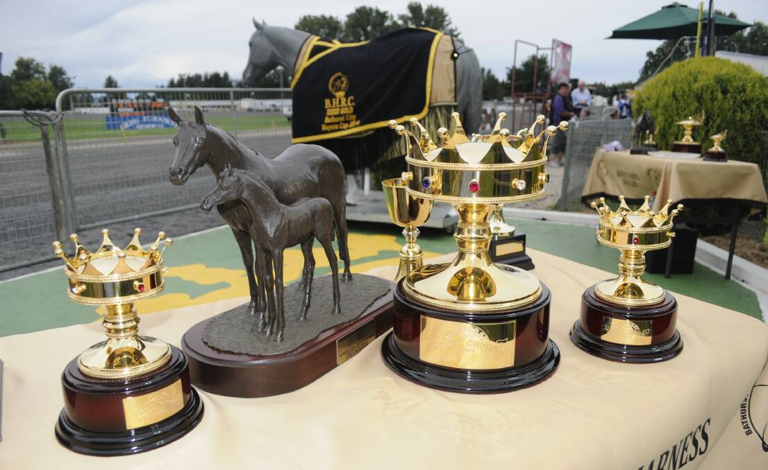 Assorted trophies for the Gold Crown Finals night.
