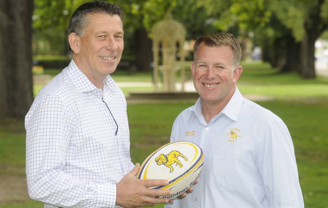 RETURN TO THE TOP: Brian Roberson and Phil Newton will be co-coaching the Bathurst Bulldogs’ first grade side for the 2016 Central West Rugby Union competition. Photo: CHRIS SEABROOK 020116cbdogs