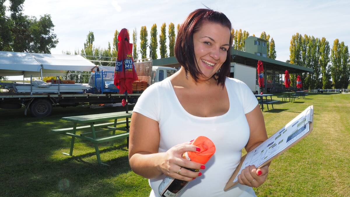 READY TO GO: Soldier's Saddle event manager Alyce Wood had a busy day at Tyers Park yesterday, as the final preparations for the Anzac Day races were put in place. Photo: ZENIO LAPKA