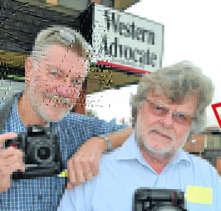 LIVING LEGENDS: Western Advocate photographers Chris Seabrook and Phill Murray are among the 200 people honoured today for their contributions to Bathurst. Photo: BRIAN WOOD 050115bwlegends2