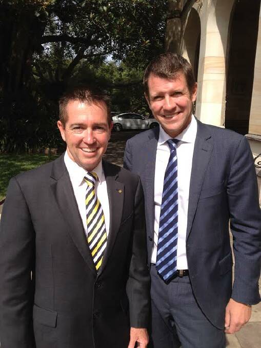 REWARD: Country Labor candidate for Bathurst Cassandra Coleman has claimed Member for Bathurst Paul Toole was appointed as the Minister for Local Government because he is a 'yes man'. Pictured here is Mr Toole with NSW Premier Mike Baird, after he was sworn into his new role last month. 042314premier