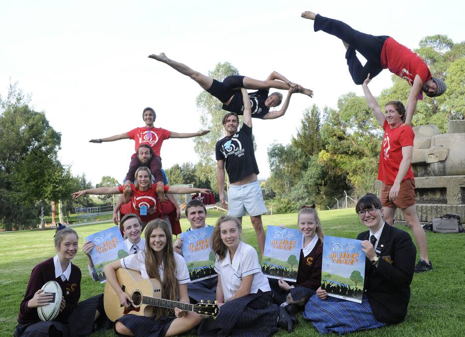 WE'LL MEET YOU THERE: Just some of the young people involved in the Catapult Festival Meets National Youth Week at the River, which will be held in Bicentennial Park tomorrow. Photo: CHRIS SEABROOK 040814catapult
