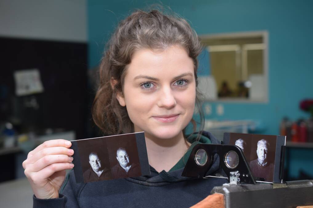 ART ON SHOW: Year 12 student Katie Clare from Kelso High School with her HSC major work. Photo: SUPPLIED 090215hsc