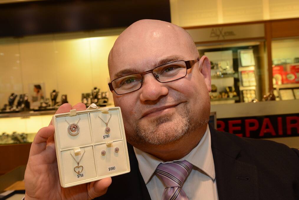 UNIQUE: Wallace Bishop Bathurst manager Sean Finkel with a selection of pink diamonds. Interest in the rare stones has peaked in recent weeks, and Bathurst has been no exception. 081314ppink