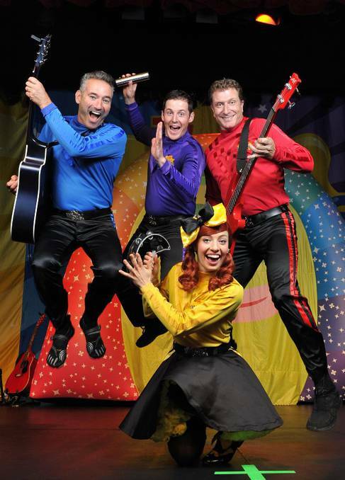 The Wiggles, (back, left) Anthony, Lachlan, Simon and Emma (front) performed to sell out crowds in Wagga this week. Picture Michael Frogley/The Daily Advertiser