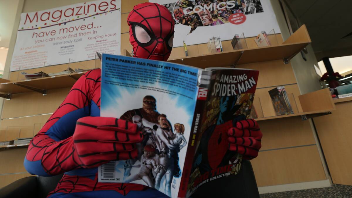 Griffith City Library’s resident superhero Michael Lee comes to the rescue of Griffith comic lovers. Picture Anthony Stipo/The Area News
