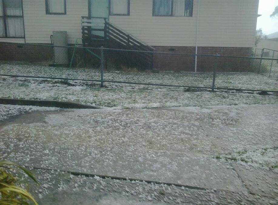HARD HITTING: Western Advocate reader Sharyn Dunbar sent in this photo of hail in Oberon yesterday afternoon. Ouch!