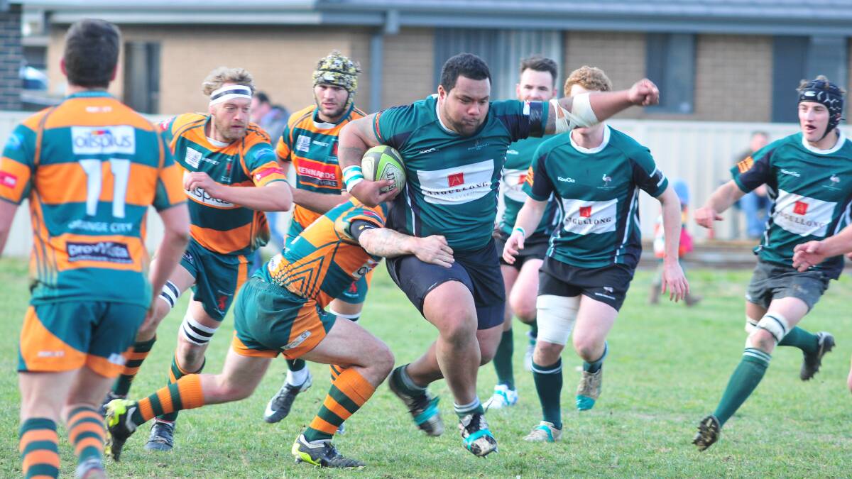 OUT OF MY WAY: Orange Emus prop Nas Havealeta was named alongside six of his teammates in Central West's provisional squad. Photo: JUDE KEOGH 0906derby12