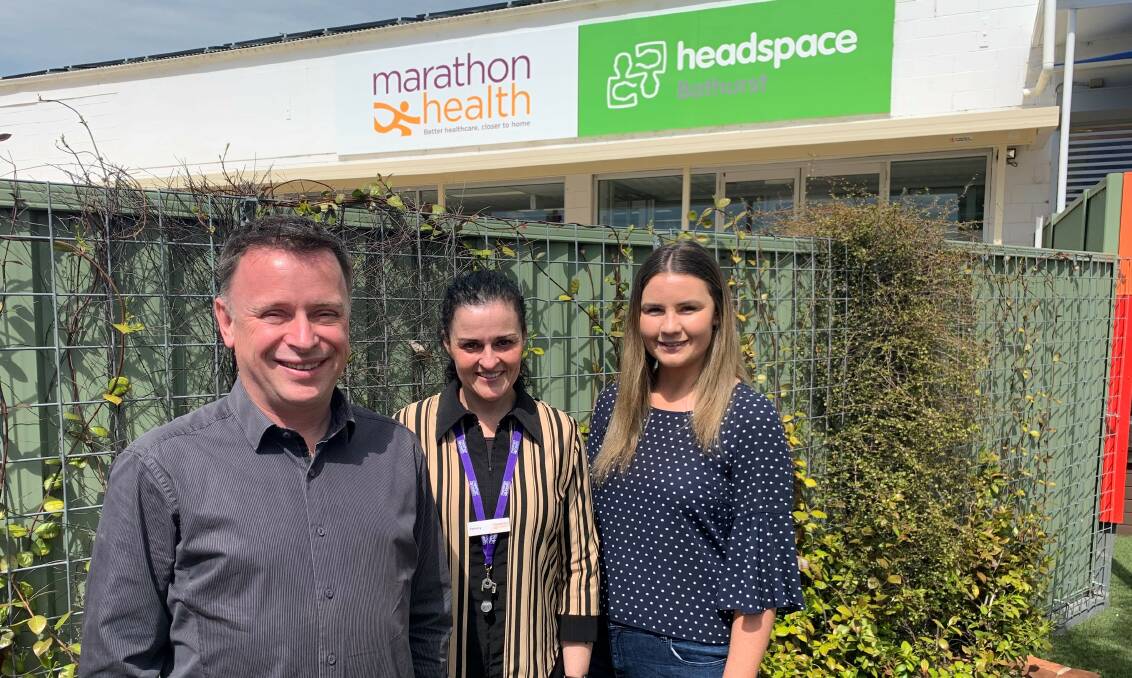 ASSISTANCE: Marathon Health portfolio manager of mental health Chris McAlister with mental health clinicians Tammy Orreal and Jenna Dolbel.