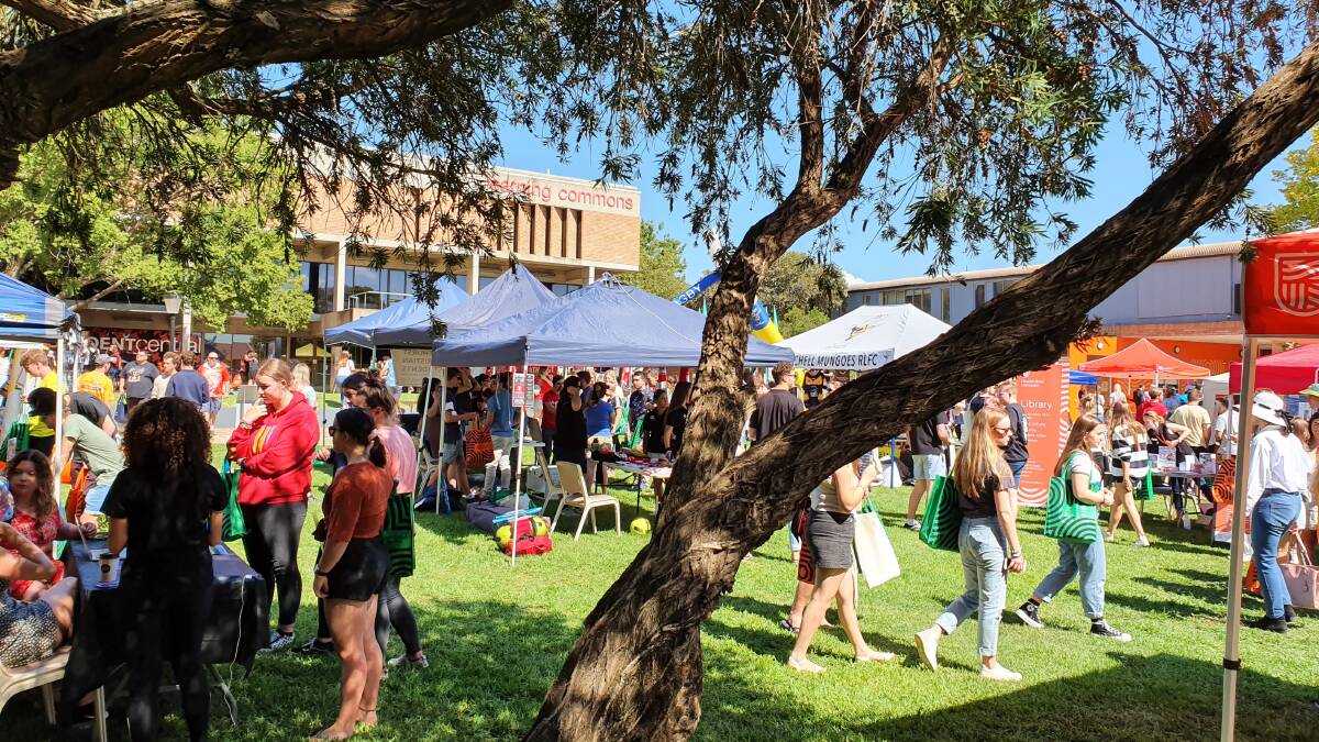 INTRODUCTION: New students participating in Market Day at Charles Sturt University's [CSU] Bathurst campus on Monday. Photo: SUPPLIED