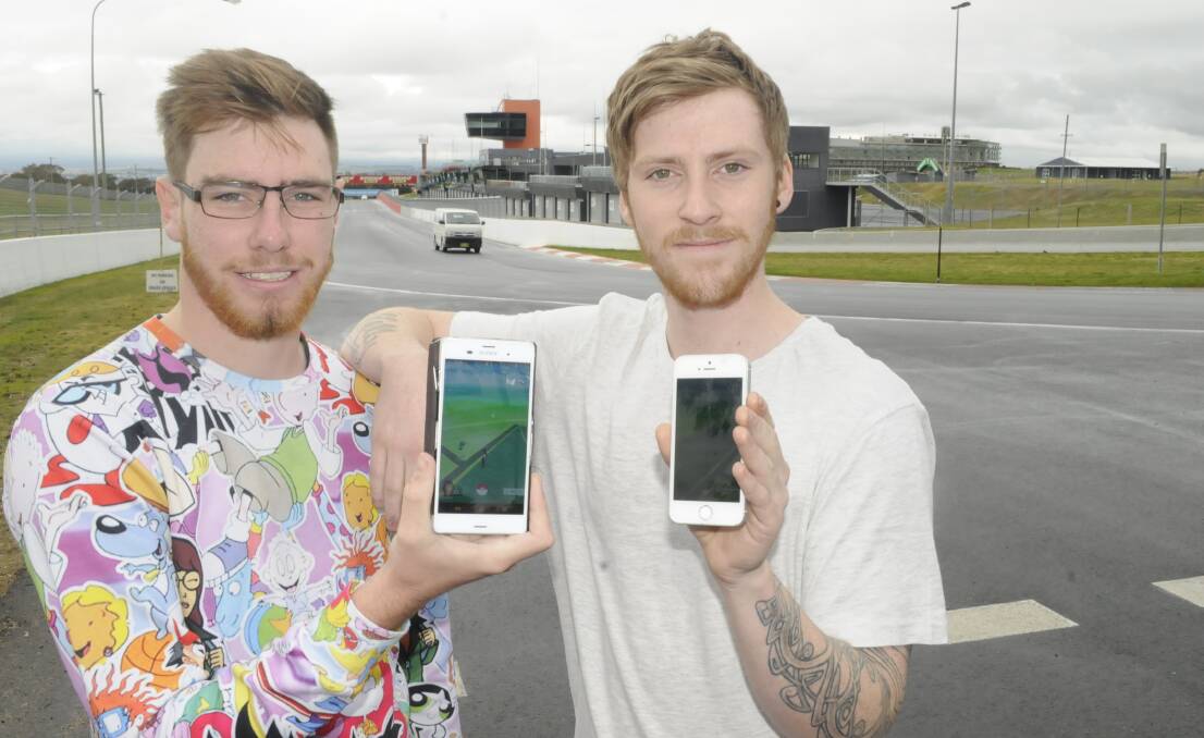 CANCELLED: Bathurst's Pokemon Go walk organisers Samuel Kennedy and Pat Kelly have been forced to cancel their planned community event on Sunday. Photo: CHRIS SEABROOK 071916cpokey2