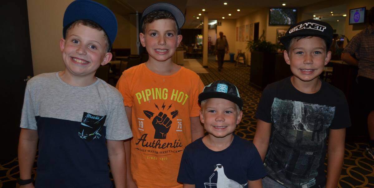 COOL CROWD: Luke, 9, and Jacob O'Brien, 7, with Koeban, 5, and Jake Webster, 8, at the Bathurst RSL Club. 012017nmshow1