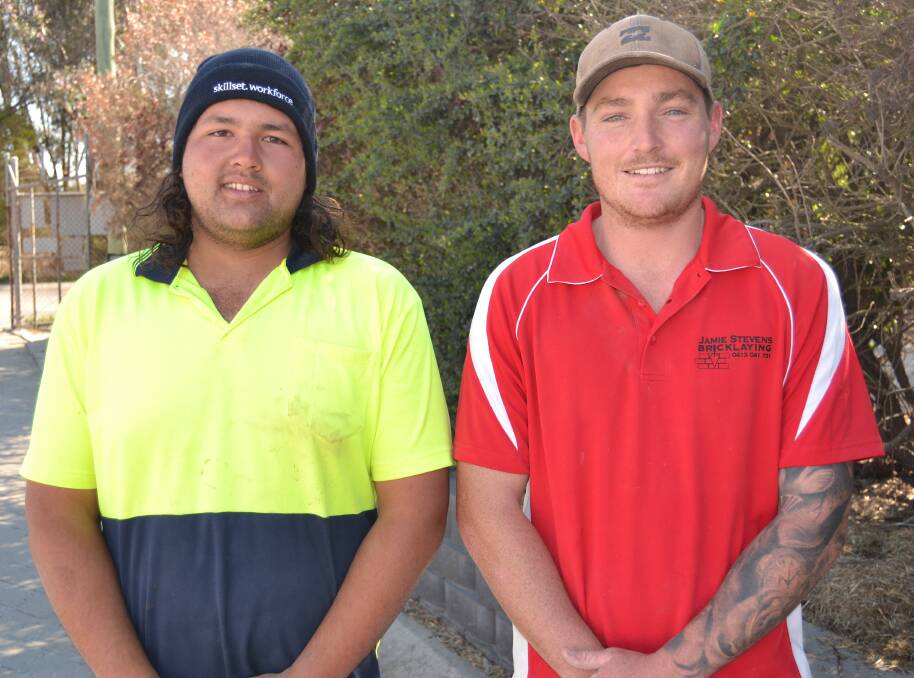 TOP BRICKIES: Bathurst bricklaying apprentices Kevin Sawdy and Michael Ingwersen have been nominated for the Golden Trowel Award. Photo: NADINE MORTON 092017nmbrick2