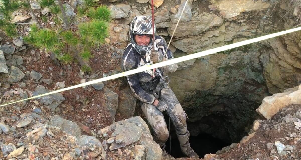 LUCKY ESCAPE: Lachlan Smith, 24, had a lucky escape after he accidentally rode his motorbike into a 12-metre deep mine shaft at Sunny Corner. Photos: CHRIS RYAN 092116bike11