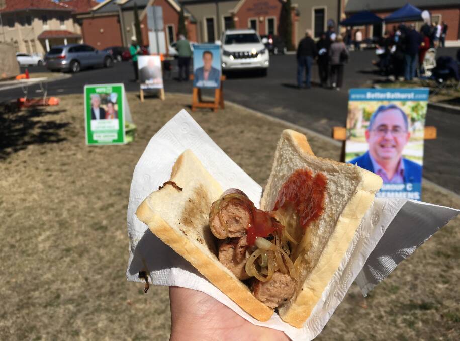 SMELL OF DEMOCRACY: #democracysausage was trending on Twitter during Saturday's local council elections. Photo: NADINE MORTON 090917nmsnag