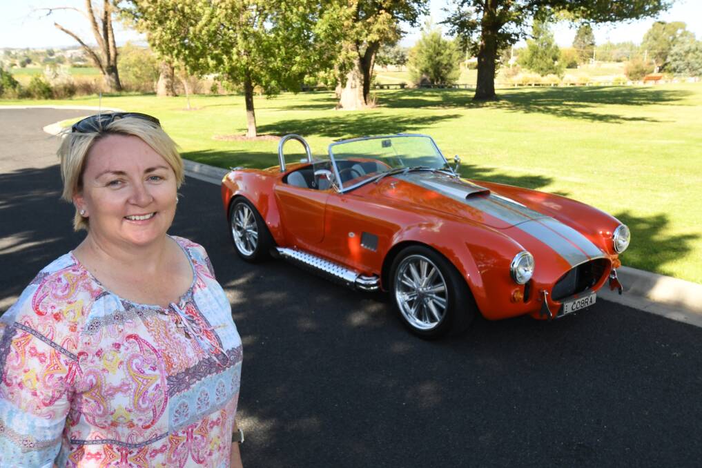 DREAM CAR: Stacey Whittaker has entered her AC Cobra Revival replica in the upcoming Soar Ride and Shine event at Bathurst Airport. Photo:CHRIS SEABROOK 031718cobra1