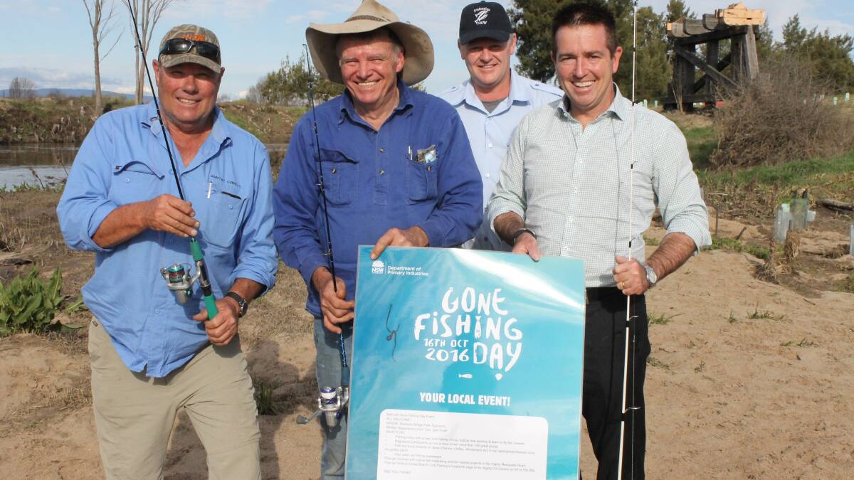 SOMETHING FISHY: Bathurst MP Paul Toole (right) with Bill Josh (Habitat Connect), Colin Gordon (Sofala CAS) and Terry Steele  (NSW Fisheries).