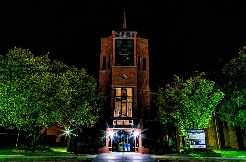 SNAPSHOT: All Saints' Cathedral bell tower at night. Photo: CHRISTOPHER YOW 111717snap