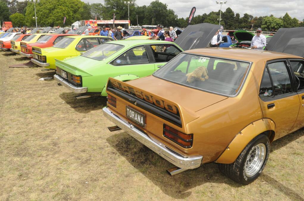 SNAPSHOT: This line up of Toranas was spotted at the recent Bathurst Christmas Markets. Photo: CHRIS SEABROOK 111917cmrkts14