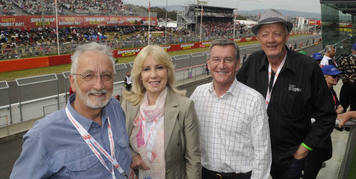 UNITED: Peter Brock's brothers Lewis and (far right) Phil, with Brock's former partner Julie Bamford and Bathurst Regional Council mayor Gary Rush. Photo: CHRIS SEABROOK 100916cv8soc13