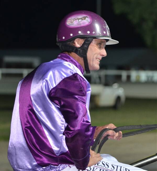 HAPPY MAN: Mark Hewitt’s two main Gold Crown Carnival chances won at the Bathurst Paceway last week. Photo: ANYA WHITELAW 	0314yhewitths