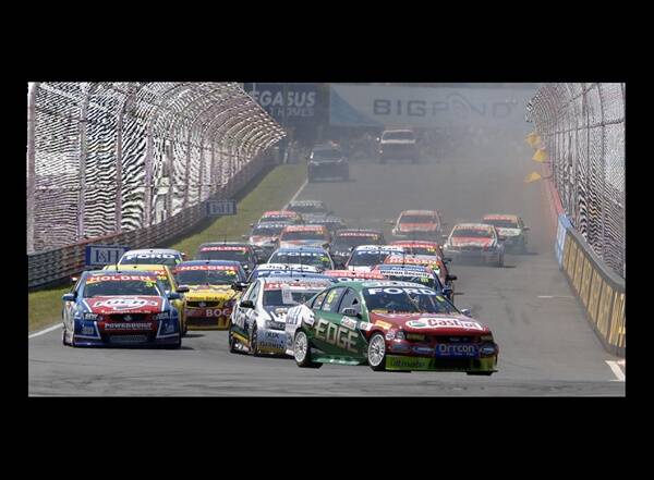 FUTURE SHOCK: In years to come popular spectator areas at Mount Panorama could look more like an American-style NASCAR track where debris fencing is the order of the day. Image digitally altered 0708debris