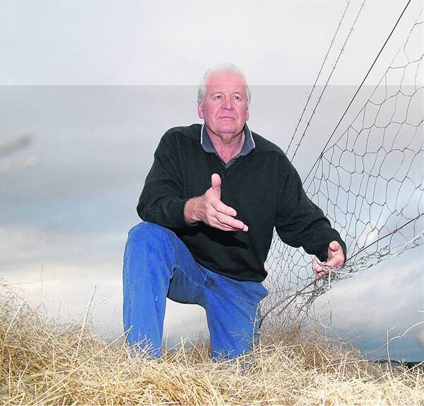 SPEAKING OUT: O’Connell Road landholder Bruce Weal has had a gutful of the kangaroo invasion that is the bane of his life on his 70 acre property near the Scots School. Here he is showing some of the kangaroo damage to his fences. Photo: ZENIO LAPKA