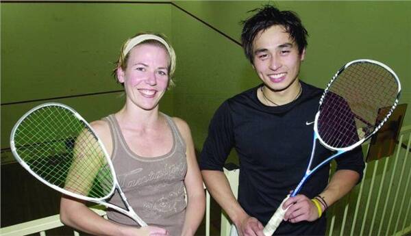 PAST CHAMPS: 2008 Bathurst Open squash champions Jane Kennedy and Nathan Kam after their victories last year. Kennedy will return this weekend to defend her crown, while Kam was a late withdrawal with an infection. Photo: CHRIS SEABROOK 101908csquash