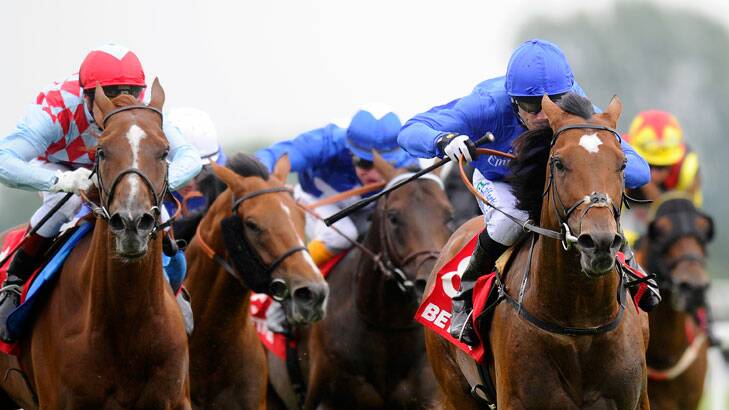 Godolphin stayer Royal Empire (right) holds off Red Cadeaux (left) to win the Freer Stakes at Newbury.