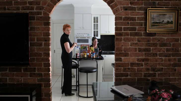 Into the melting pot … Pauline Hanson at the Sydney home of her friend Bev Wallice. Photo: Jacky Ghossein 